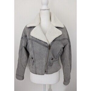 Levi's Sherpa Lined Cocoon Fitted Bomber Aviator Denim Jacket Rare NWT Large